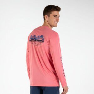 Salt Life SLX Salty Daze Palm Tree Graphic Coral Pink Long Sleeve Shirt XL